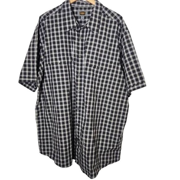 The Foundry Supply Company gray plaid sorry sleeve button front shirt 3xlt tall - Picture 3 of 5